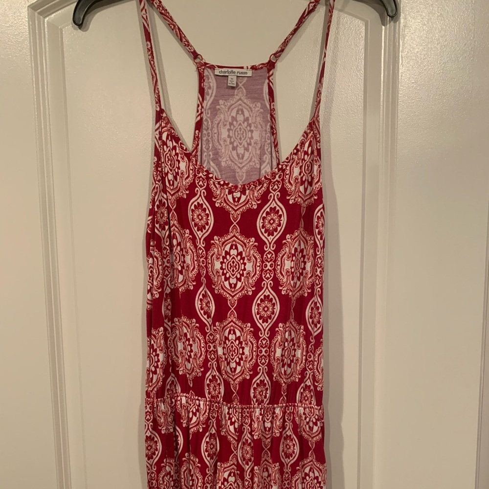 Ivory and red romper
